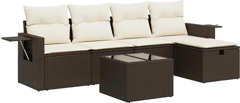 vidaXL 6 részes barna polyrattan kerti ülőgarnitúra párnával