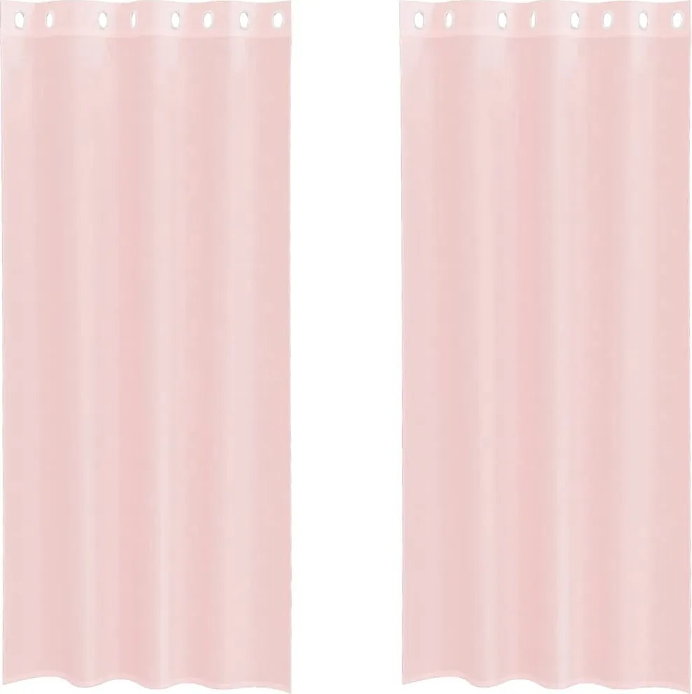 vidaXL 2 db világos rózsaszínű fátyolfüggönyök rojtokkal 140x225 cm