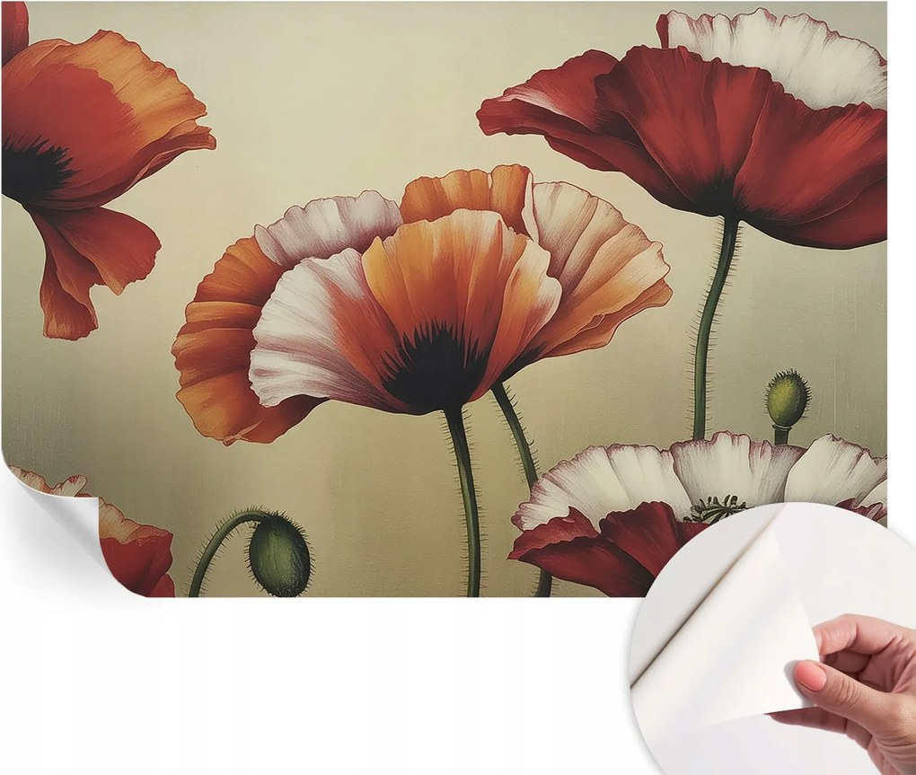 Dekoratív öntapadós fotótapéta Hálószobába Vidám pipacsok 104x70 cm