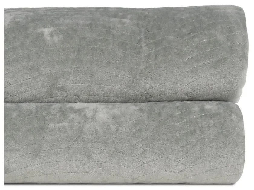 Szürkészöld bársony steppelt ágytakaró 230x260 cm – Ixia