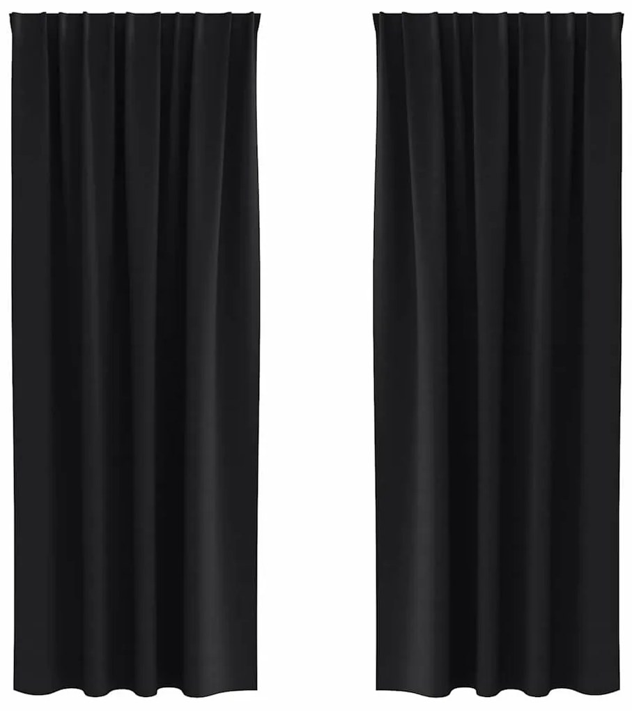Függönyök függönyökkel 2 pcs Fekete 225x140cm Poliészter