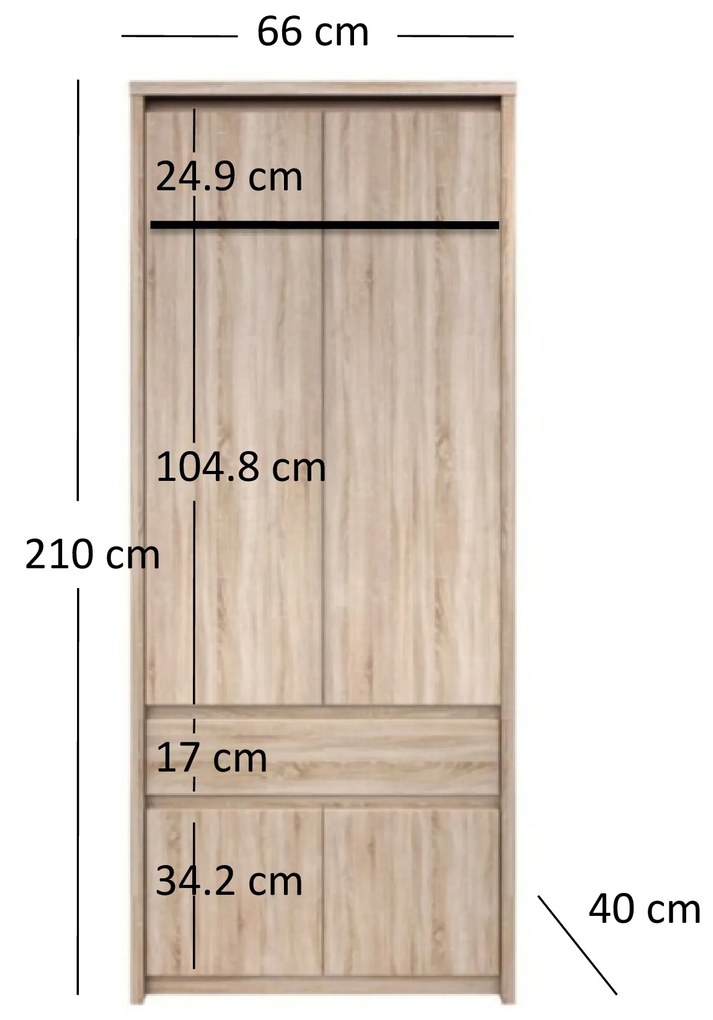 Ruhásszekrény Noella (szonoma tölgy). 1053138