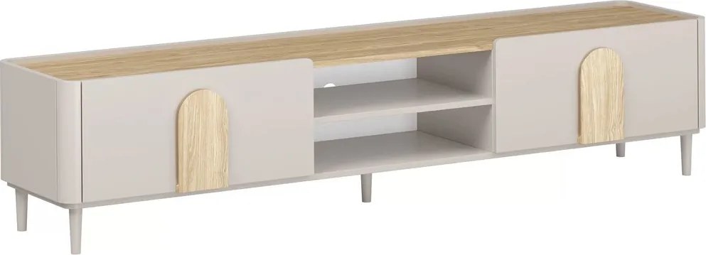 Amilio lábas TV szekrény 220 cm - kasmír / olajozott tölgy / világos tölgy fogantyúk