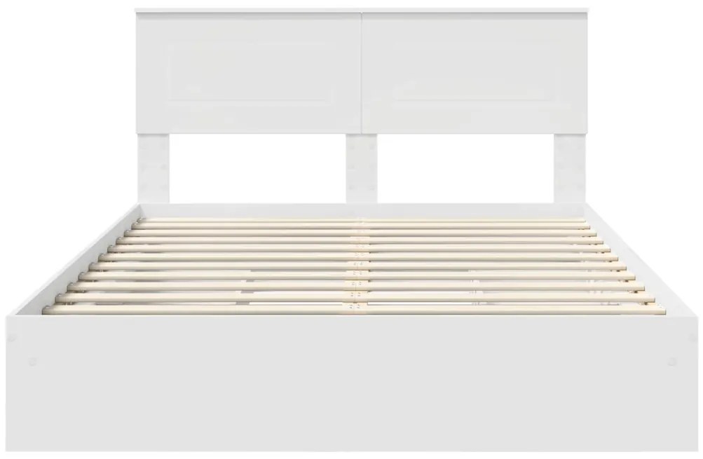vidaXL Tárolós Ágy fejtámlával fiókkal Fehér 150 x 200 cm Faanyag