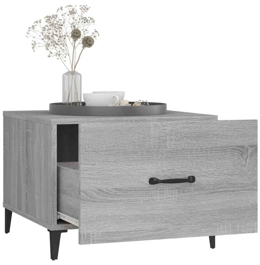 2 db szürke sonoma színű dohányzóasztal fémlábakkal 50x50x40 cm