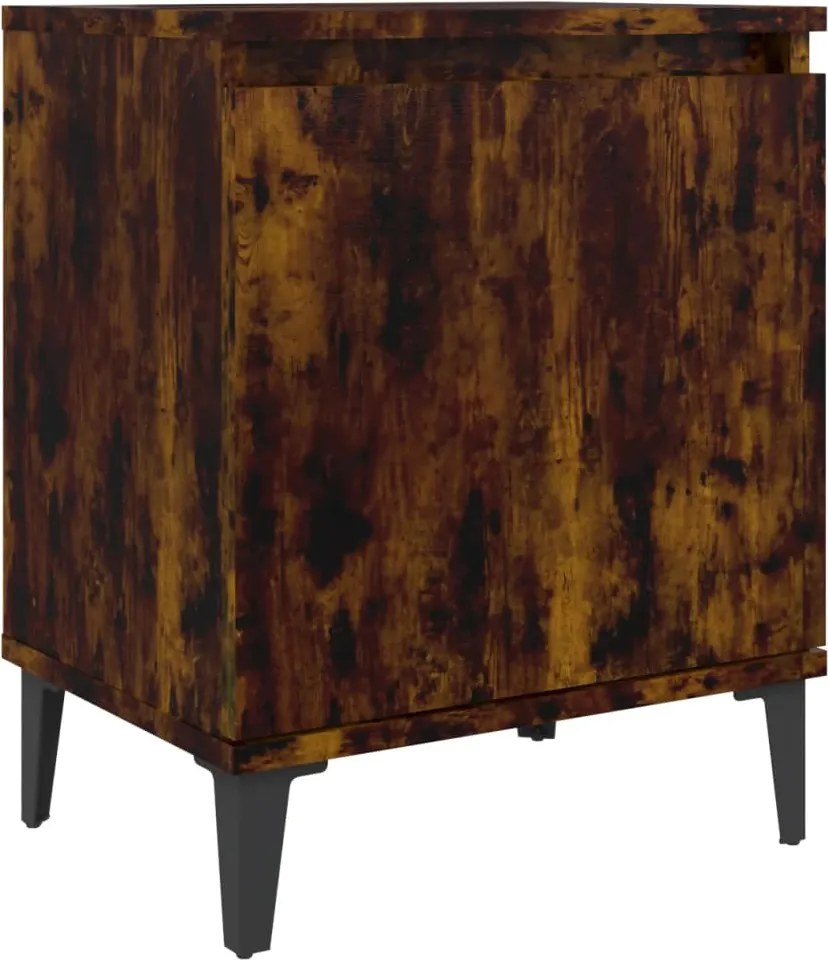 vidaXL füstös tölgyszínű éjjeliszekrény fémlábakkal 40 x 30 x 50 cm