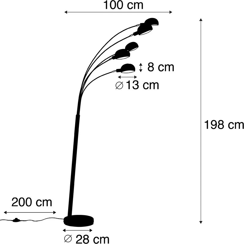 Okos állólámpa fekete 5-lámpás, Wi-Fi-vel B35 - Sixties