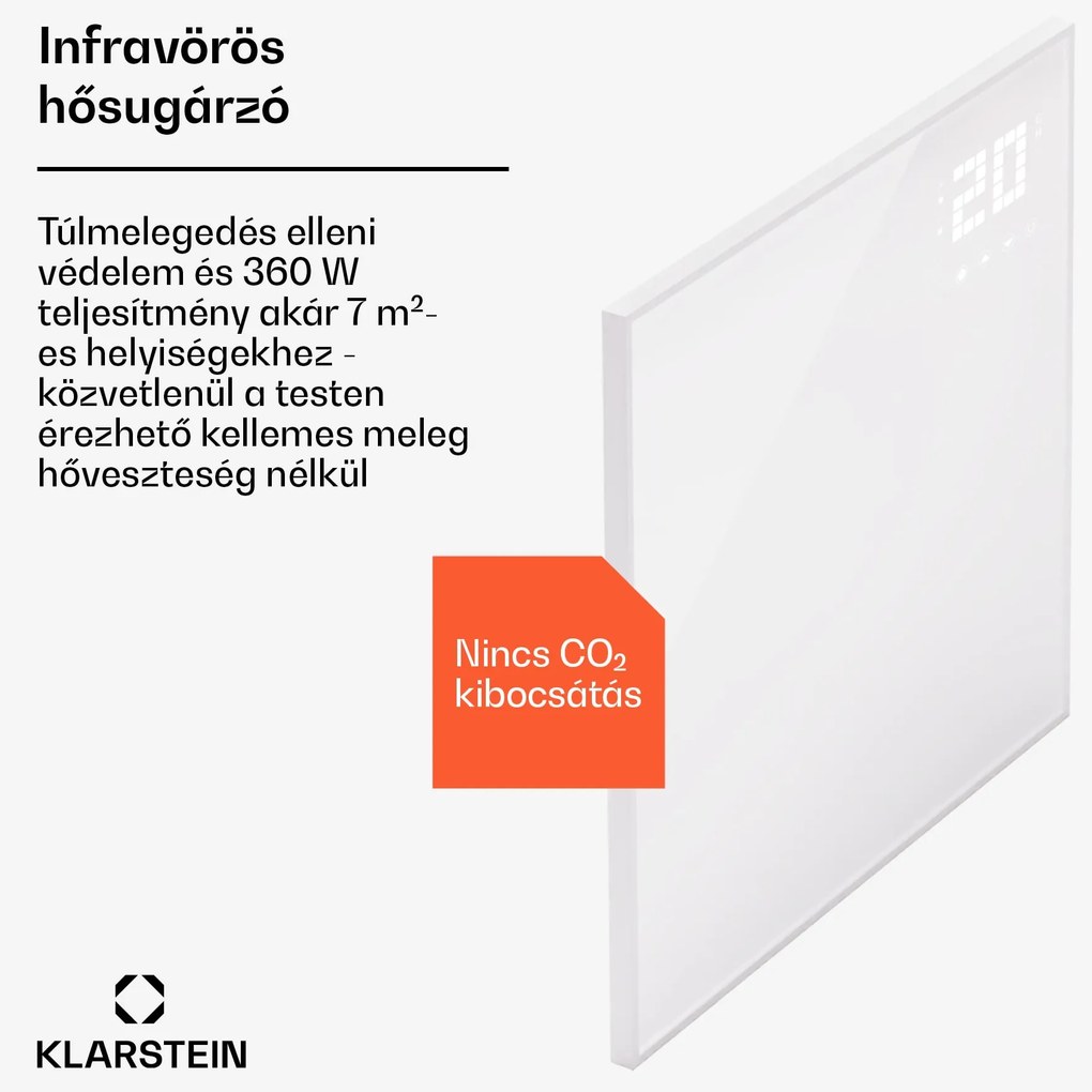 Klarstein Wonderwall Smart Bornholm, infravörös fűtőtest, 70 x 60 cm, App, 360 W