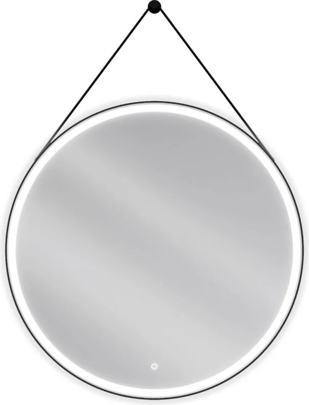 Mexen Reni megvilágított fürdőszobai tükör, kerek 90 cm, LED 6000K, páramentes, fekete keret - 9812-090-090-611-70