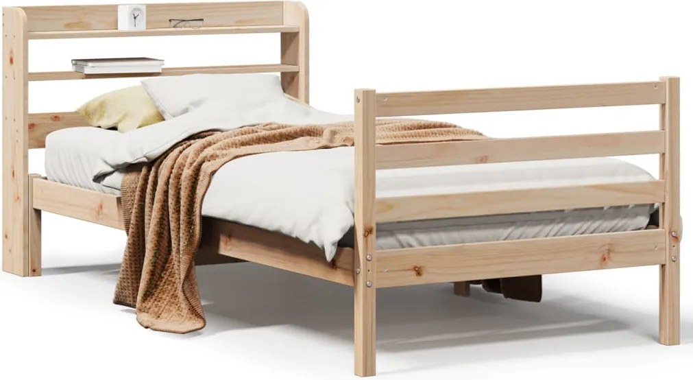 vidaXL tömör fenyőfa ágykeret fejtámlával 75 x 190 cm