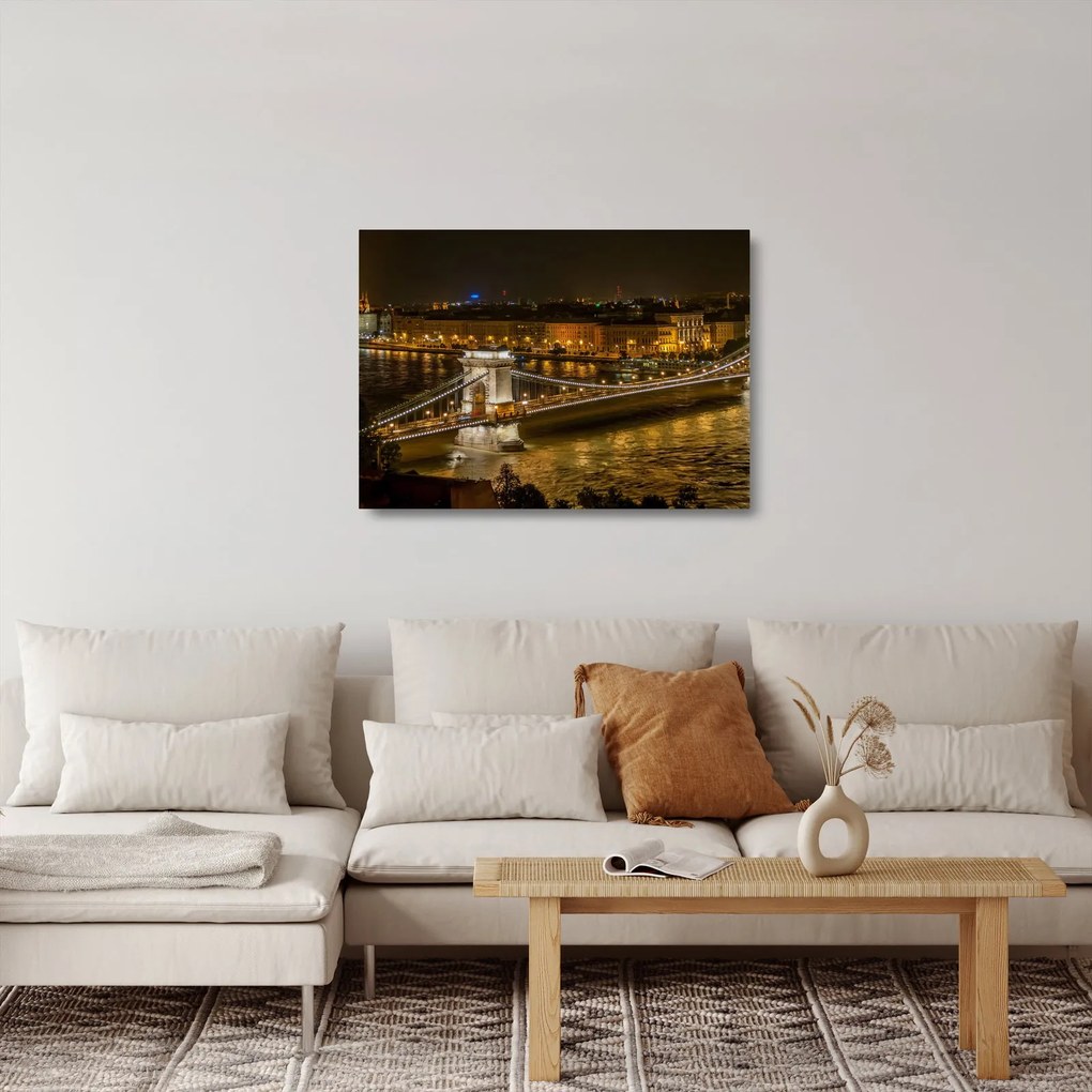 Éjszakai város képe (üvegen) (70x50 cm)