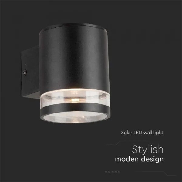 LED Kültéri napelemes fali lámpa LED/1W/3,7V 3000K IP54 fekete