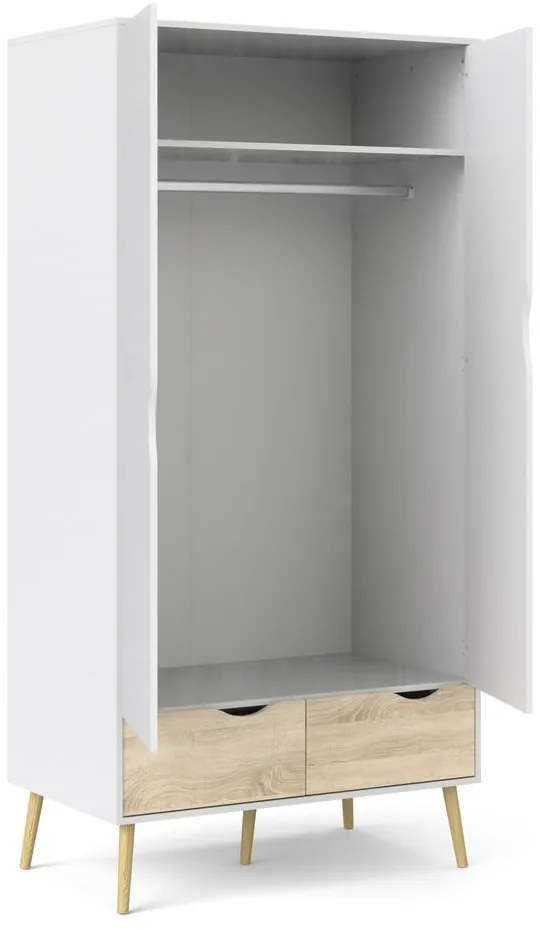 Oslo fehér ruhásszekrény, 99 x 200 cm - Tvilum