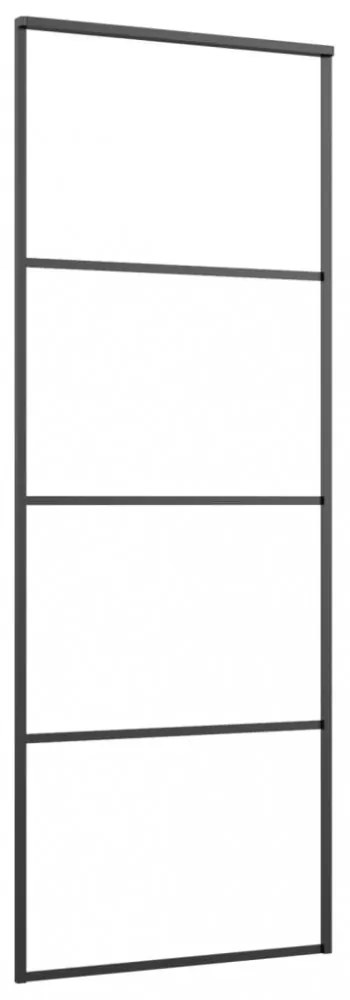 fekete alumínium és ESG üveg tolóajtó 76 x 205 cm