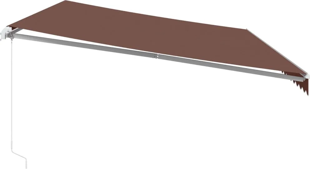 Barna kézzel kihúzható LED-es napellenző 600 x 350 cm