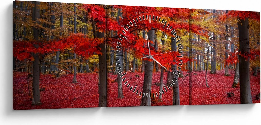 Kép - vörös erdő (órával) (90x30 cm)