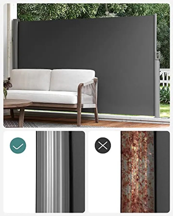 Oldalsó Napellenző, Kihúzható, 160 x 350 cm, Antracit