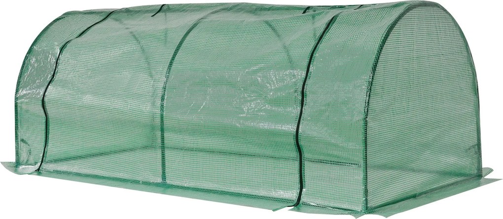 Outsunny Kültéri Üvegház 200x100x80 cm Típusú Kert Alagút Üvegház Acél Váz és PE Borítással - Kicsi Üvegház Növénytermesztéshez paradicsomhoz Zöld | A