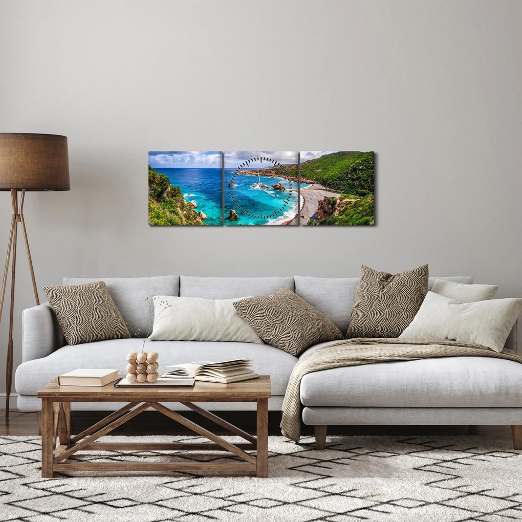 Kép - Szardínia (órával) (90x30 cm)