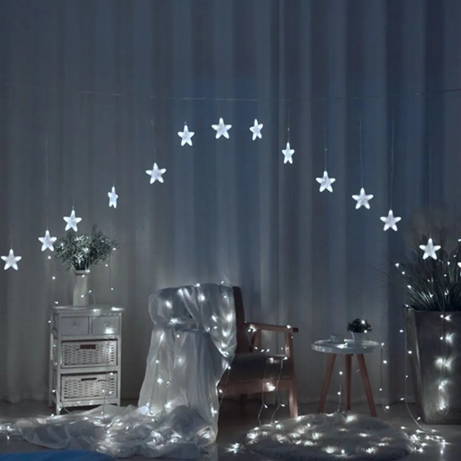 128 LED-es elemes Hópihe jégcsap kültéri-beltéri fényfüggöny, hideg fehér, 120 x 120 cm széles, 8 világítási móddal