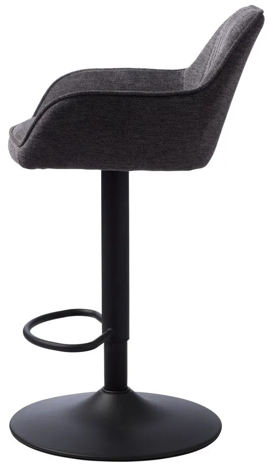 Sötétszürke kárpitozott állítható magasságú-karfás bárszék (ülésmagasság 65 cm) Nolan – Unique Furniture