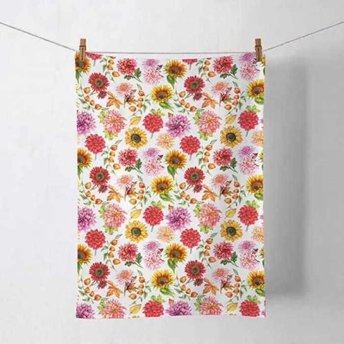 Őszi Virágmező konyharuha 50x70 cm 100% pamut