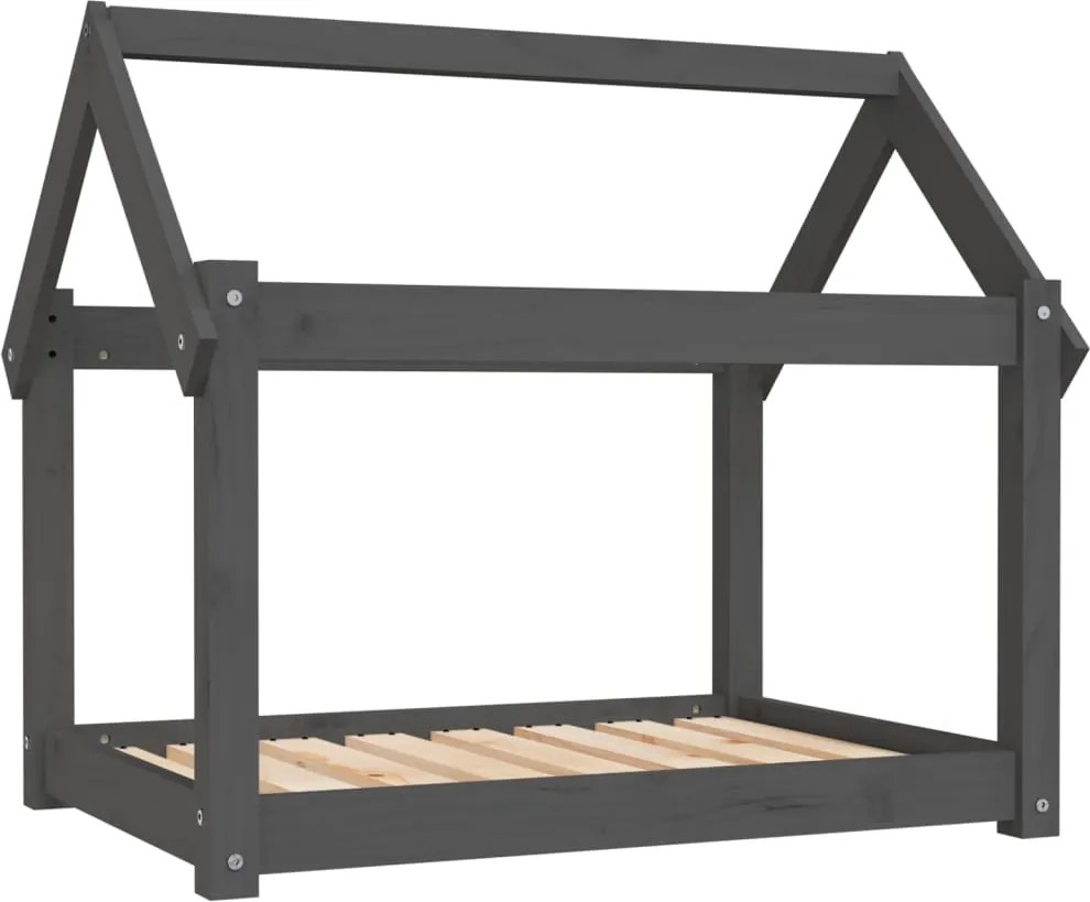 vidaXL szürke tömör fenyőfa kutyaágy 81 x 60 x 70 cm