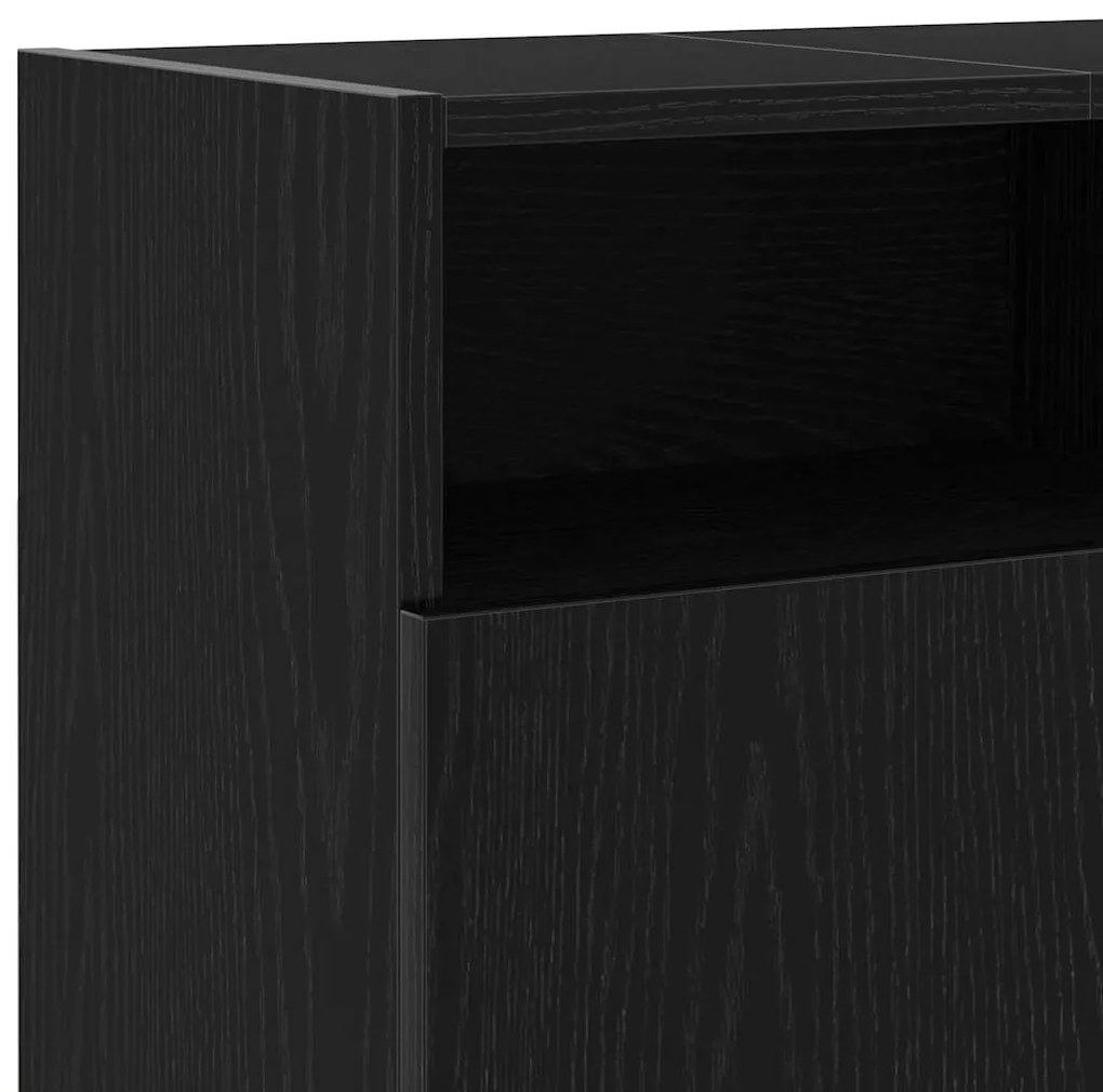 fekete tölgy szerelt fa TV-szekrény LED-ekkel 120x30x50 cm