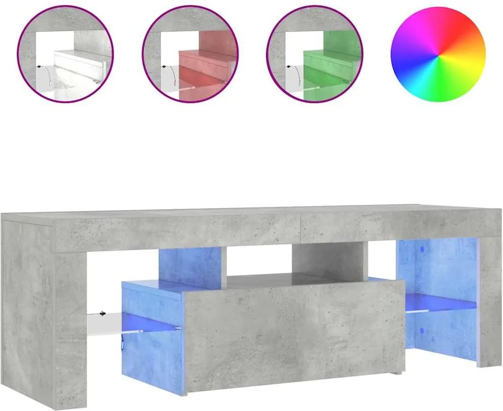vidaXL betonszürke TV-szekrény LED-lámpákkal 120 x 35 x 40 cm