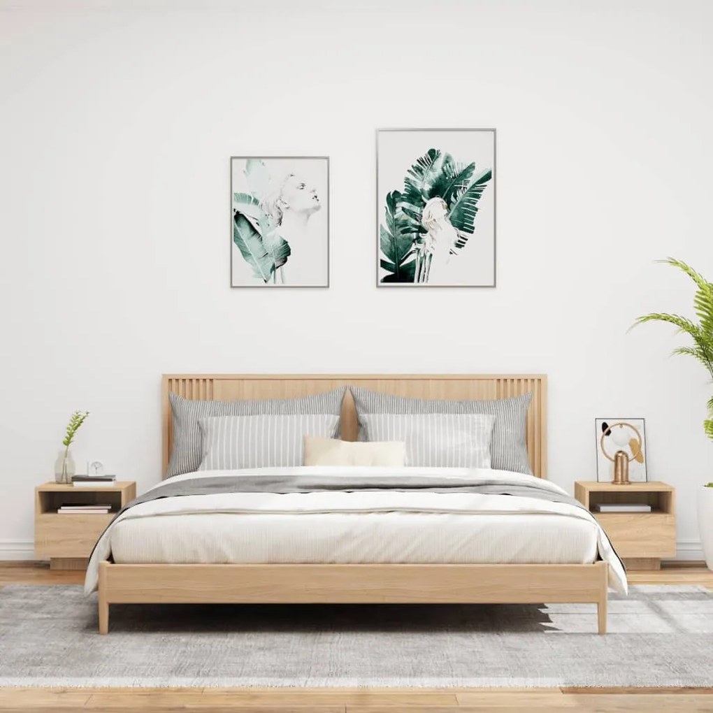 2 db sonoma tölgy színű éjjeliszekrény LED-ekkel 40x39x37 cm