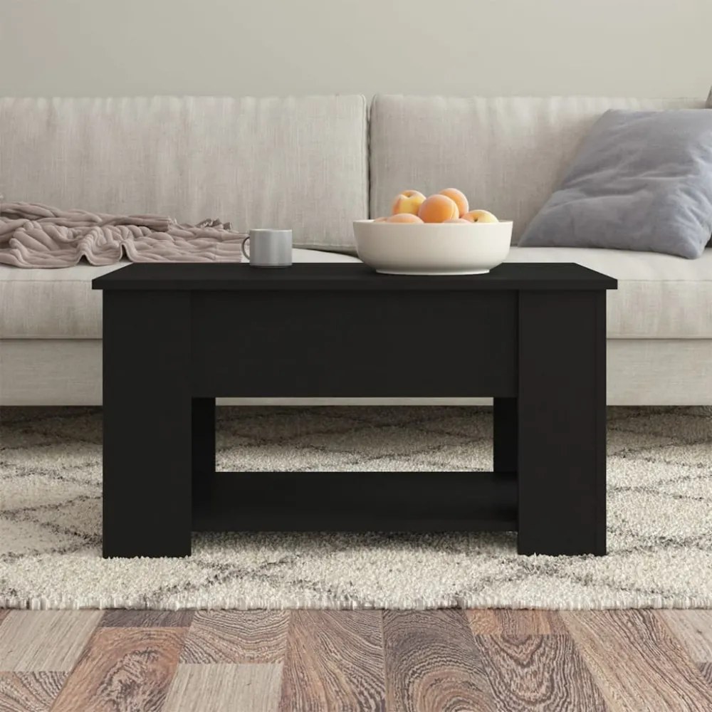 fekete szerelt fa dohányzóasztal 79 x 49 x 41 cm