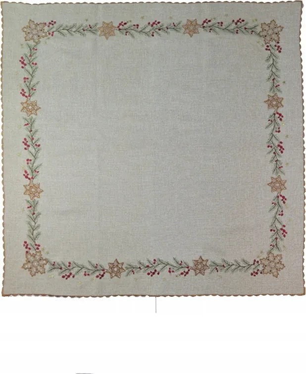 Karácsonyi terítő gallyakkal és hópelyhekkel barna 40x140