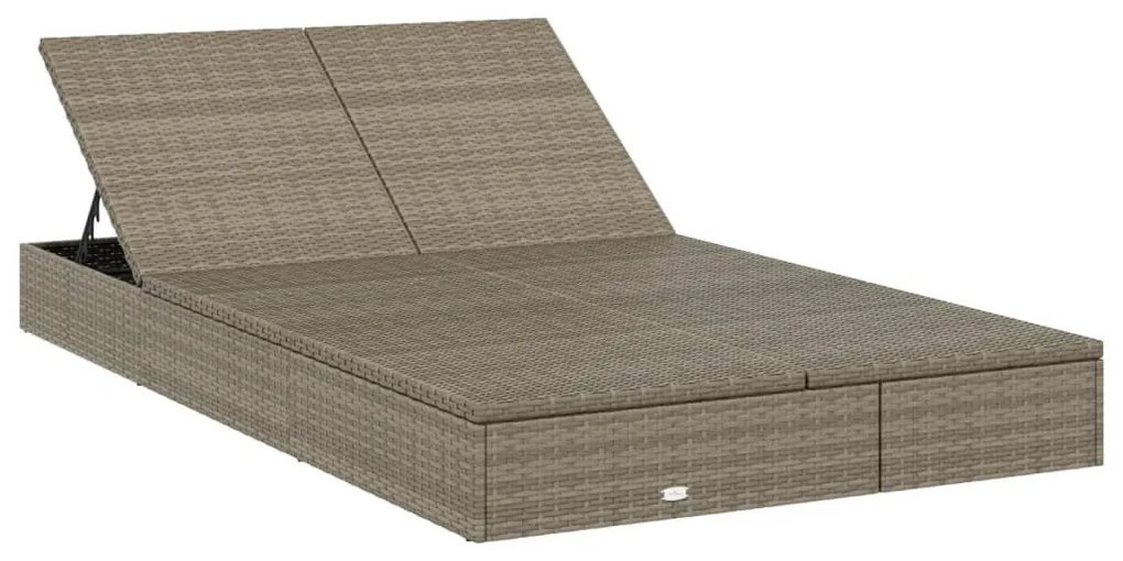 Kétszemélyes szürke polyrattan napozóágy párnákkal