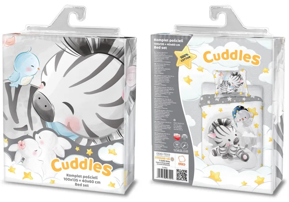 Gyerek pamut ágynemű ZEBRA 100x135cm