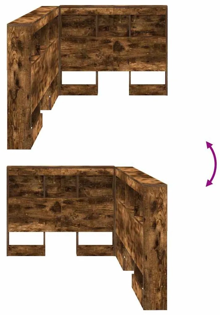 Tároló fejtámla polcokkal tárolóval Füstölt tölgy 80 cm Faanyag