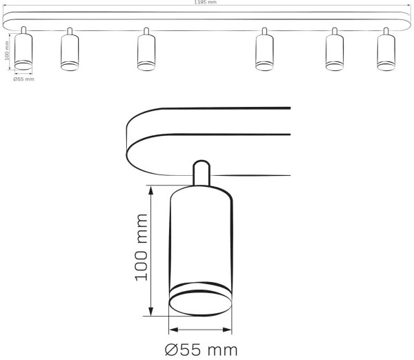 Fürdőszobai spotlámpa TURYN 6xGU10/10W/230V IP44 fekete