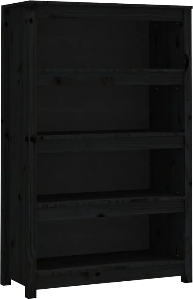 vidaXL fekete tömör fenyőfa könyvszekrény 80x35x126 cm