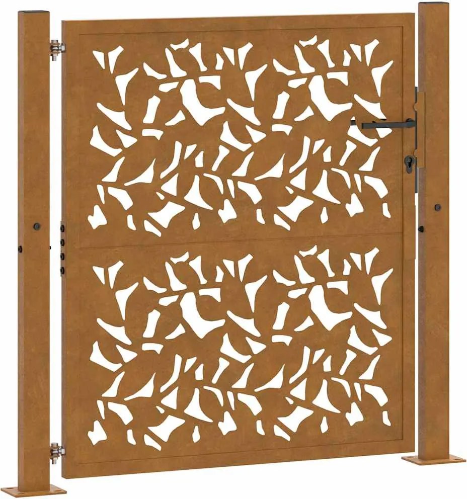 vidaXL kerti kapu 100x100 cm időjárásálló acéllevél mintával