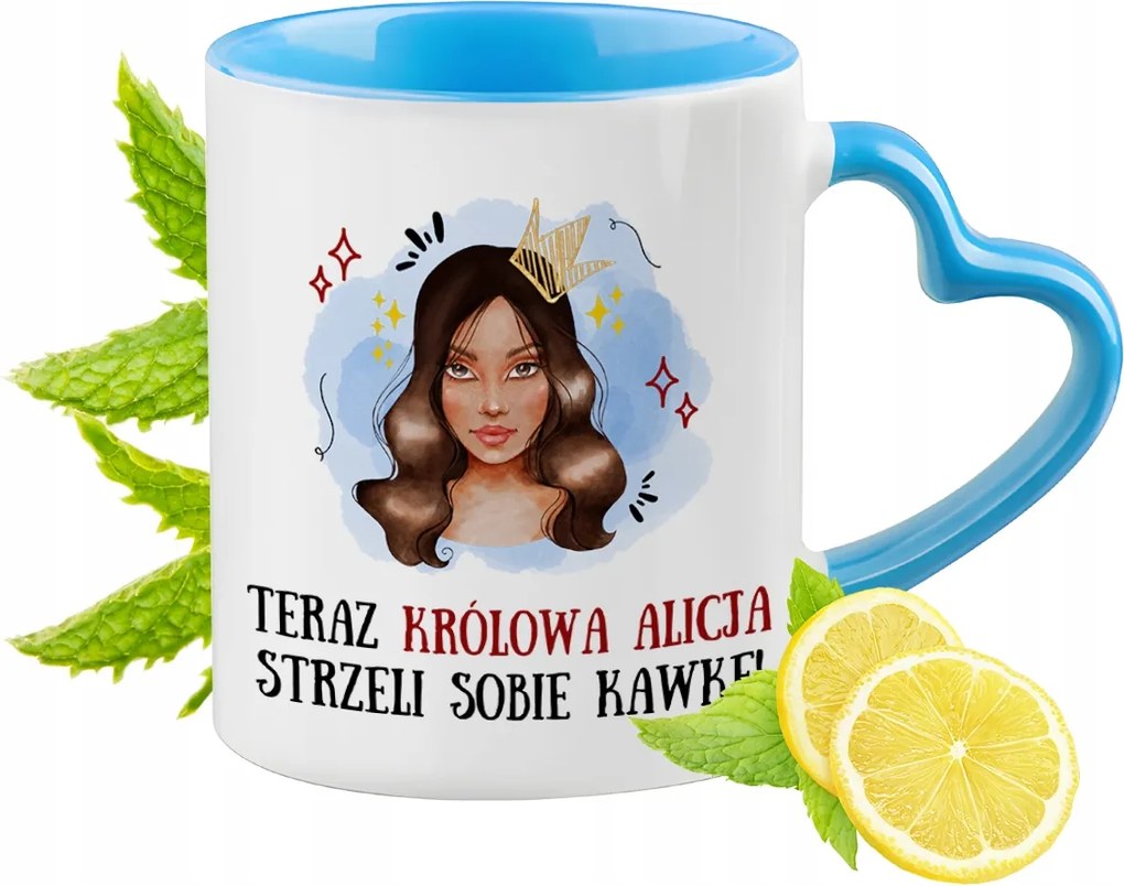 Alice-nek Kék bögre szív alakú füllel Kávé ajándék