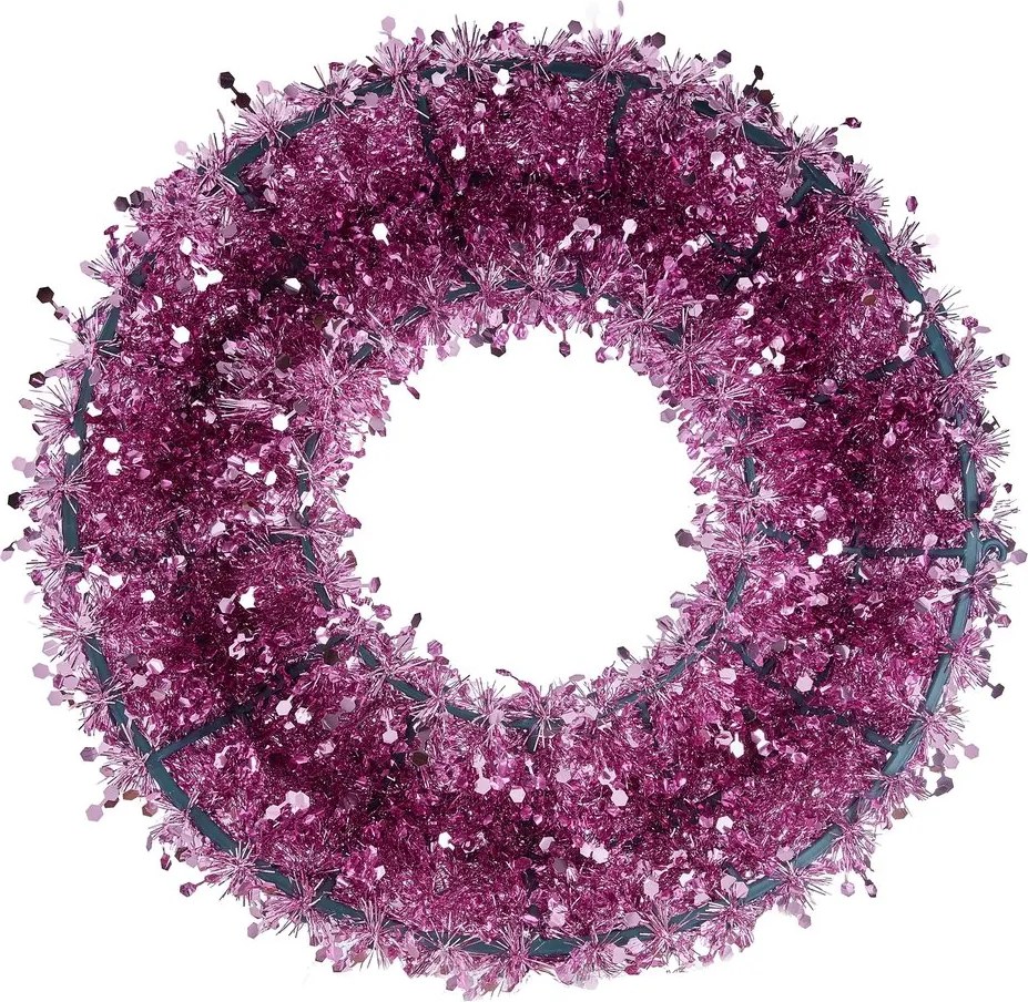 PINK TINSEL flitteres koszorú Ø60cm , rózsaszín