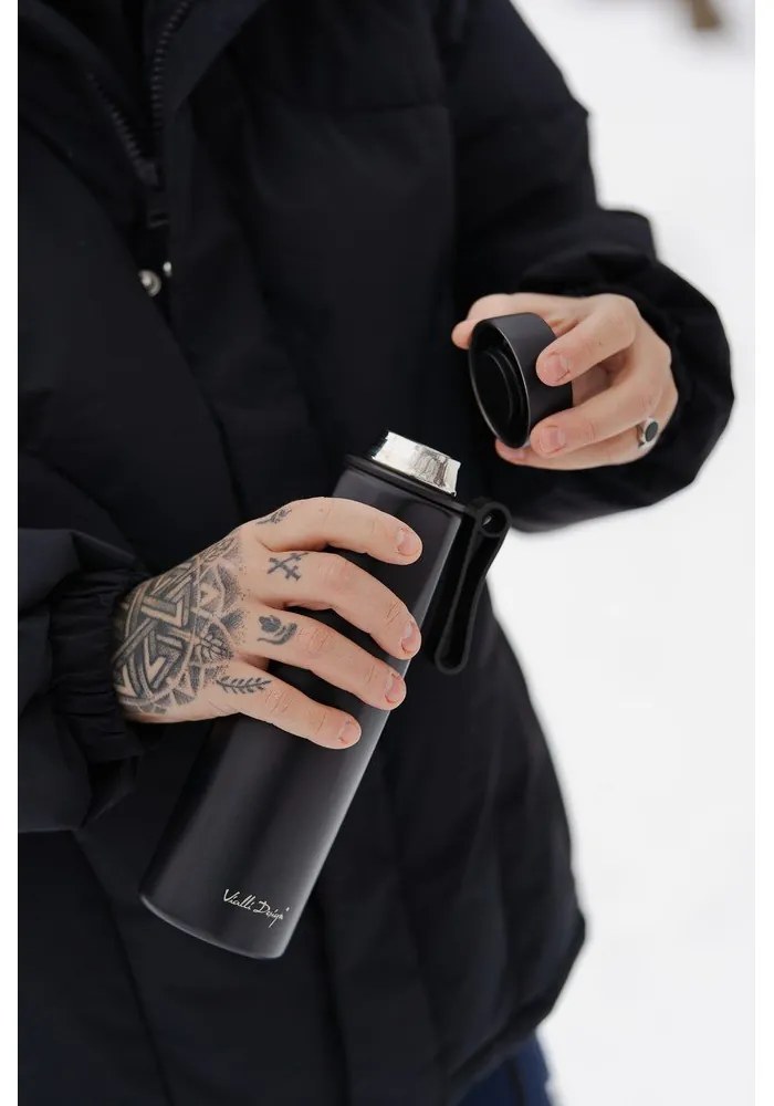 Fekete termosz 500 ml Fuori – Vialli Design