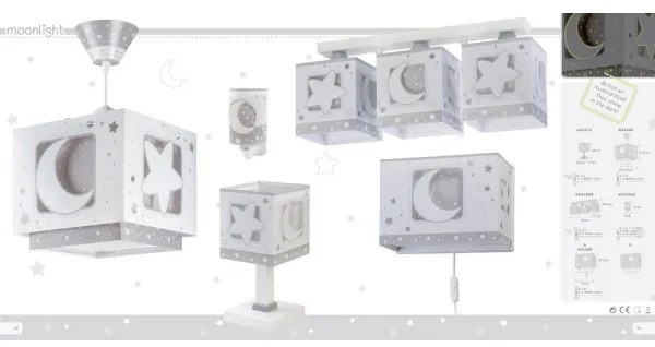 Dalber 63233NE - Gyerek mennyezeti lámpa MOONLIGHT 3xE27/60W/230V