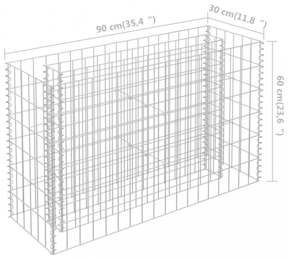 horganyzott acél gabion magaságyás 90 x 30 x 60 cm