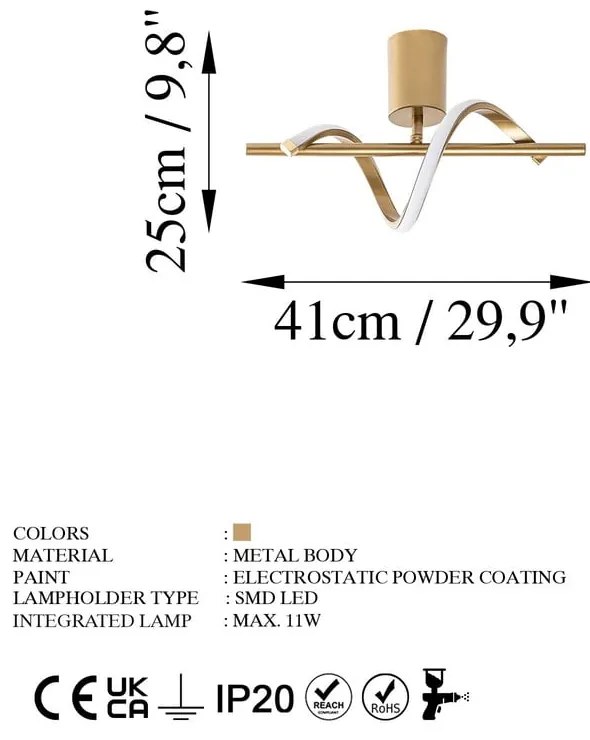 Aranyszínű LED mennyezeti lámpa 7x41 cm Likma – Opviq lights