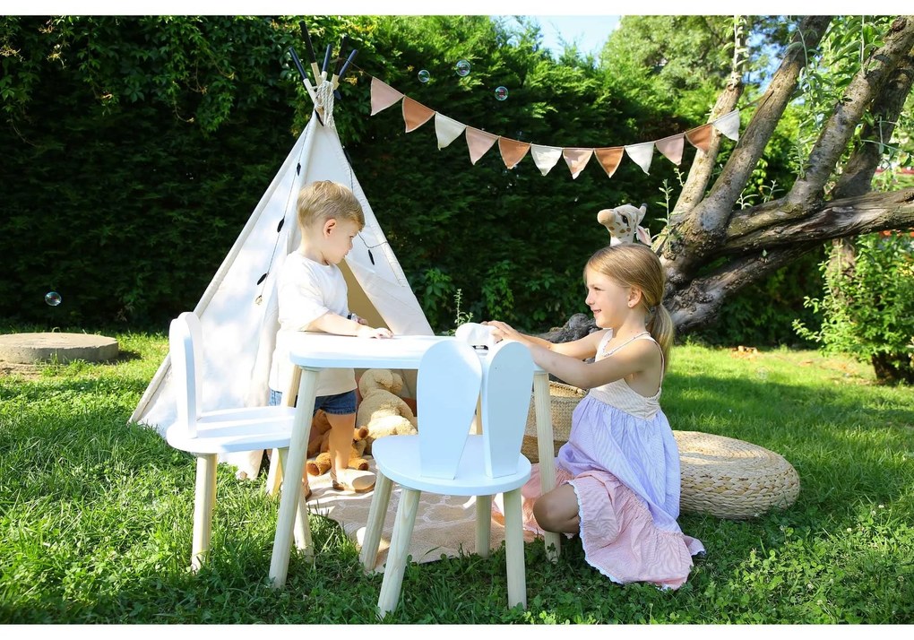 Gyerekasztal székekkel Bunny Two Chair Set - White