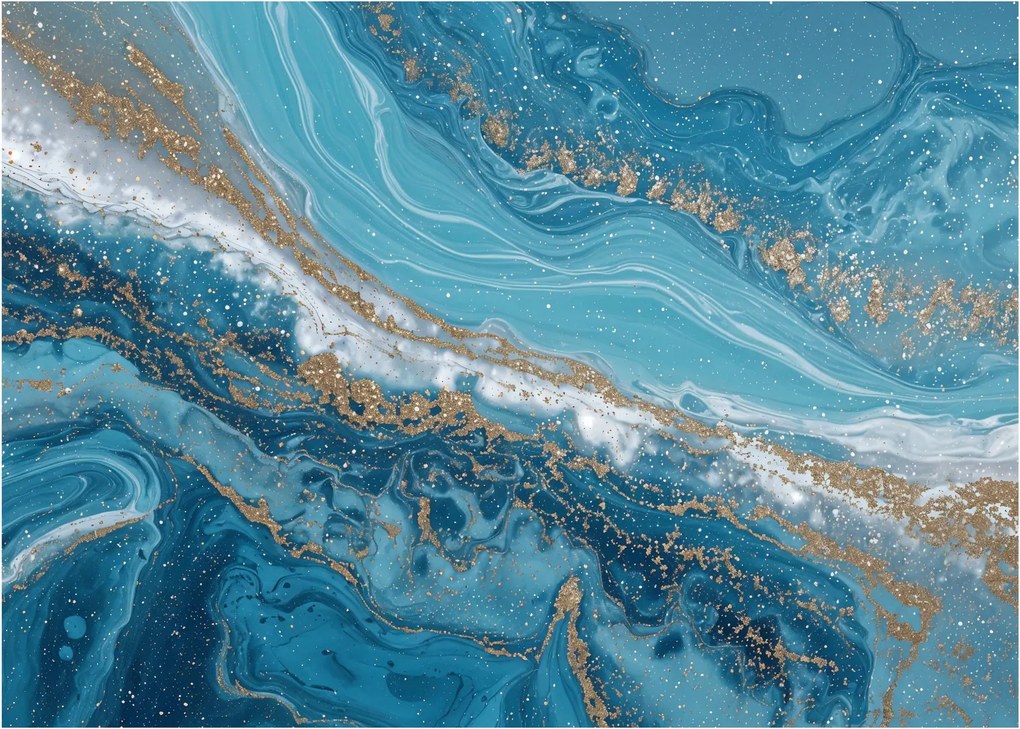 Kép - Világoskék márvány arannyal I. (70x50 cm)