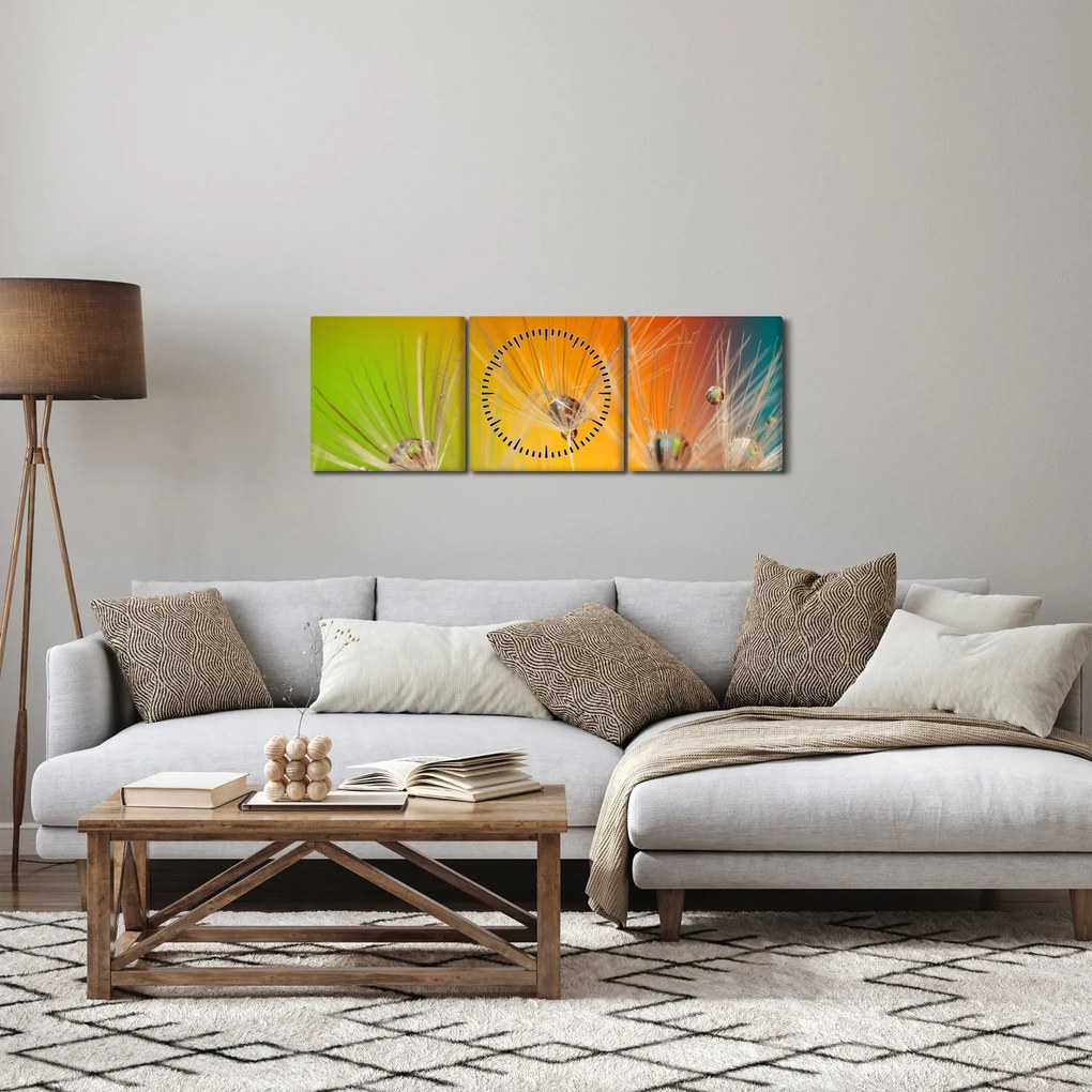 Cseppek a növényen képe (órával) (90x30 cm)