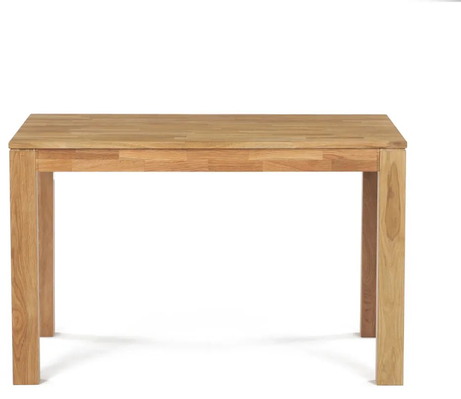 Étkezőasztal 120x80x75 cm, tömör fehér tölgy, olajos felületkezelés, 8x8 cm-es lábak