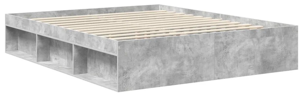 vidaXL Ágykeret fejtámlával Beton 160 x 200 cm Tömör fenyőfa