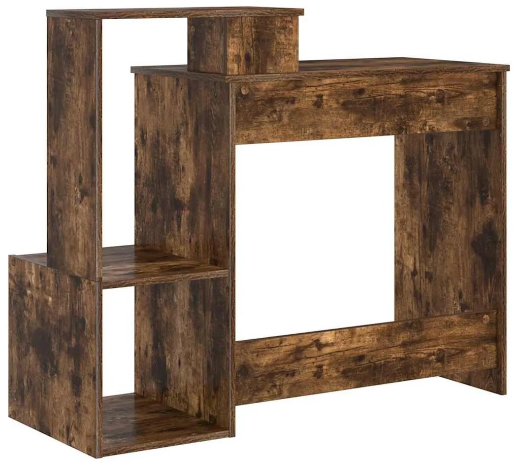 Asztal polcokkal Füstölt tölgy 106 x 40 x 88,5 cm Faanyag